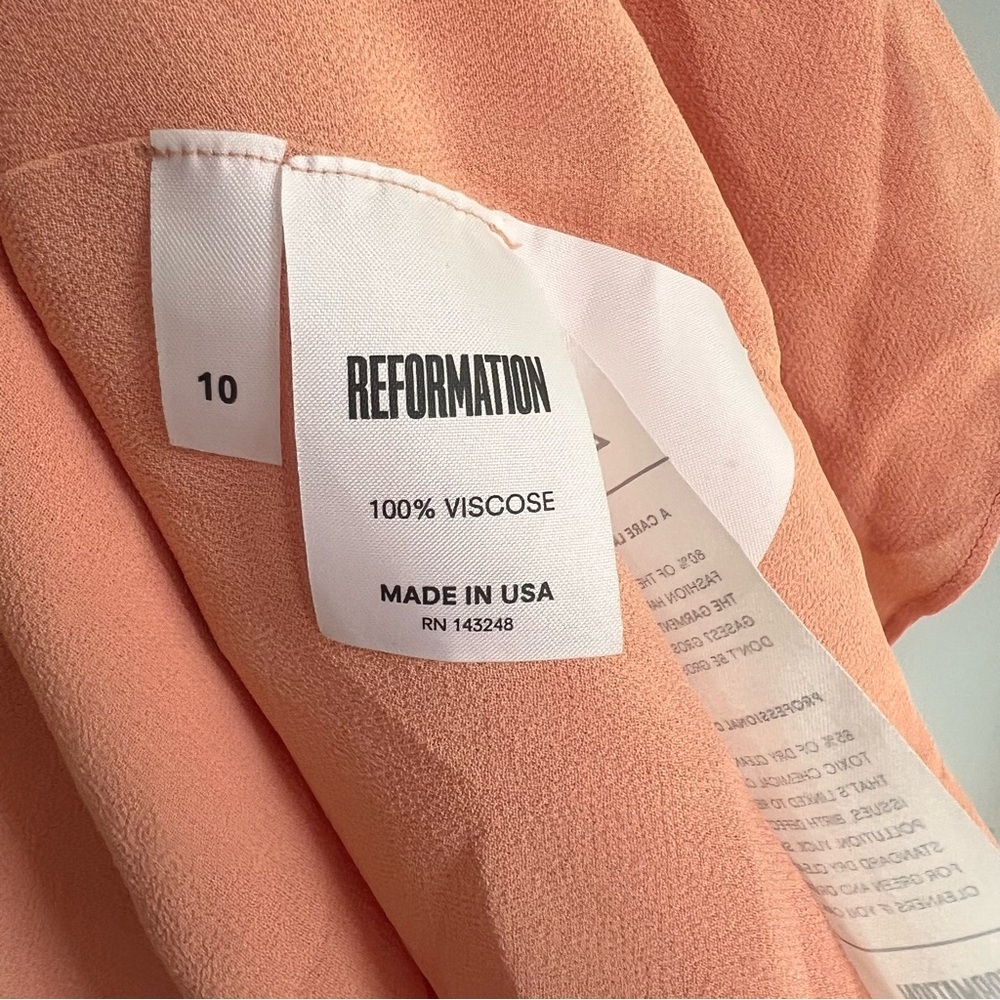 Reformation Short Sleeve Babydoll Mini Dress Coral 10 Vintage Ref Made in USA - Picture 3 of 5